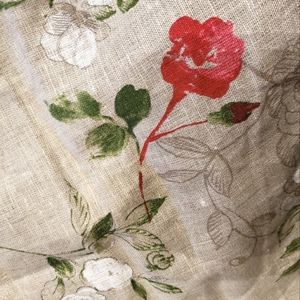 Home Decor Linen Print Fabric Cream 5 Pieces Size 16 3/4" - 26"